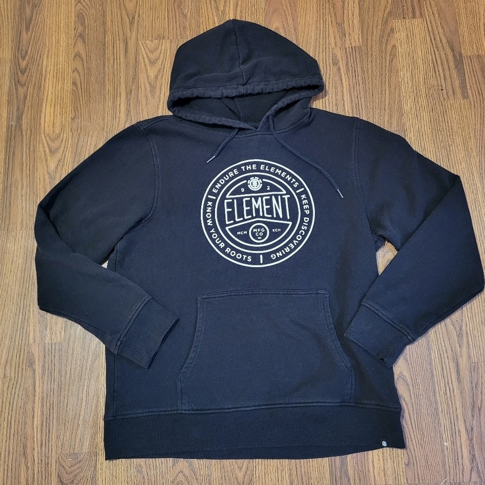 Element Hoodie Mens Size Medium Sweatshirt Skateboard Style Black Metal A33